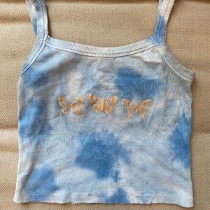 Tie dye crop top with butterflies